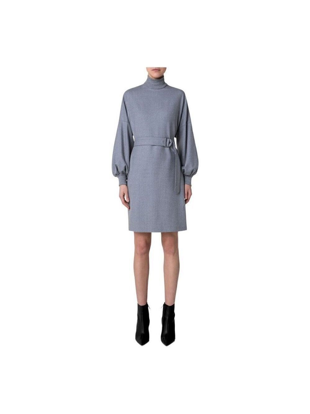 AKRIS PuntoโGray Flannelย Wool Dress Size 16 NWT** no belt
